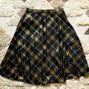 Black and Metallic Gold Houndstooth A Line Skirt | size S